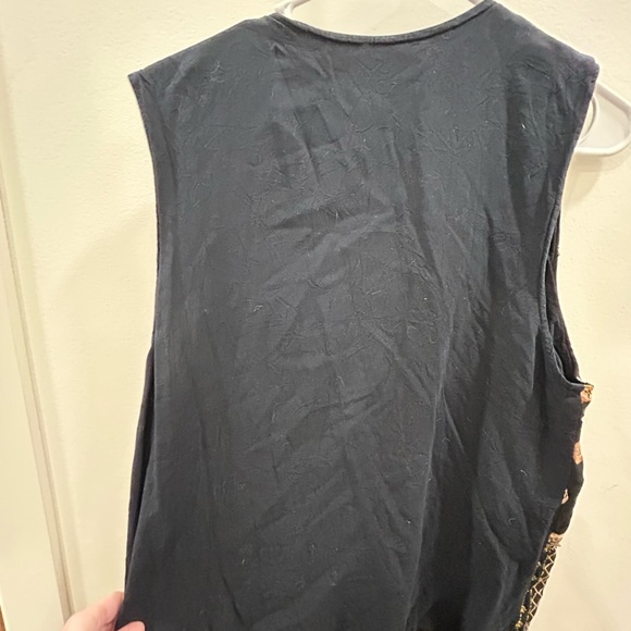 Chaus Patchwork Button Front Vest Top Size 12 Boho Vintage Style Black Tan - Picture 5 of 5